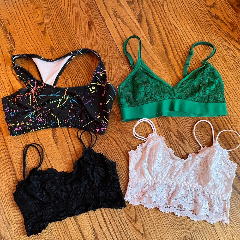Four bralettes, size small/medium